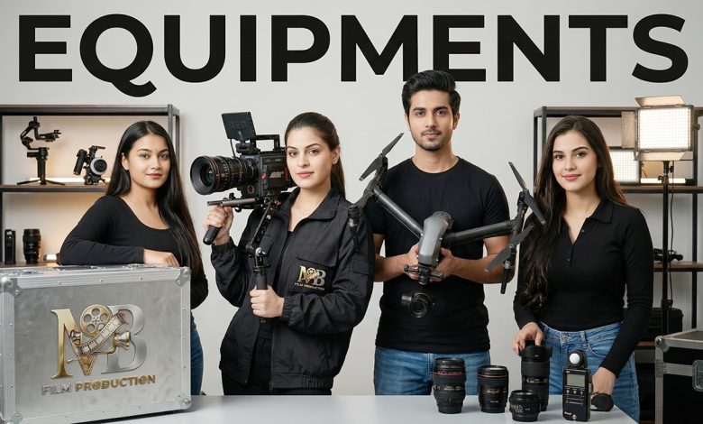 Professional cinema cameras and lenses used at MB Film Production for high-quality video shooting, including 4K and 8K filmmaking setups.